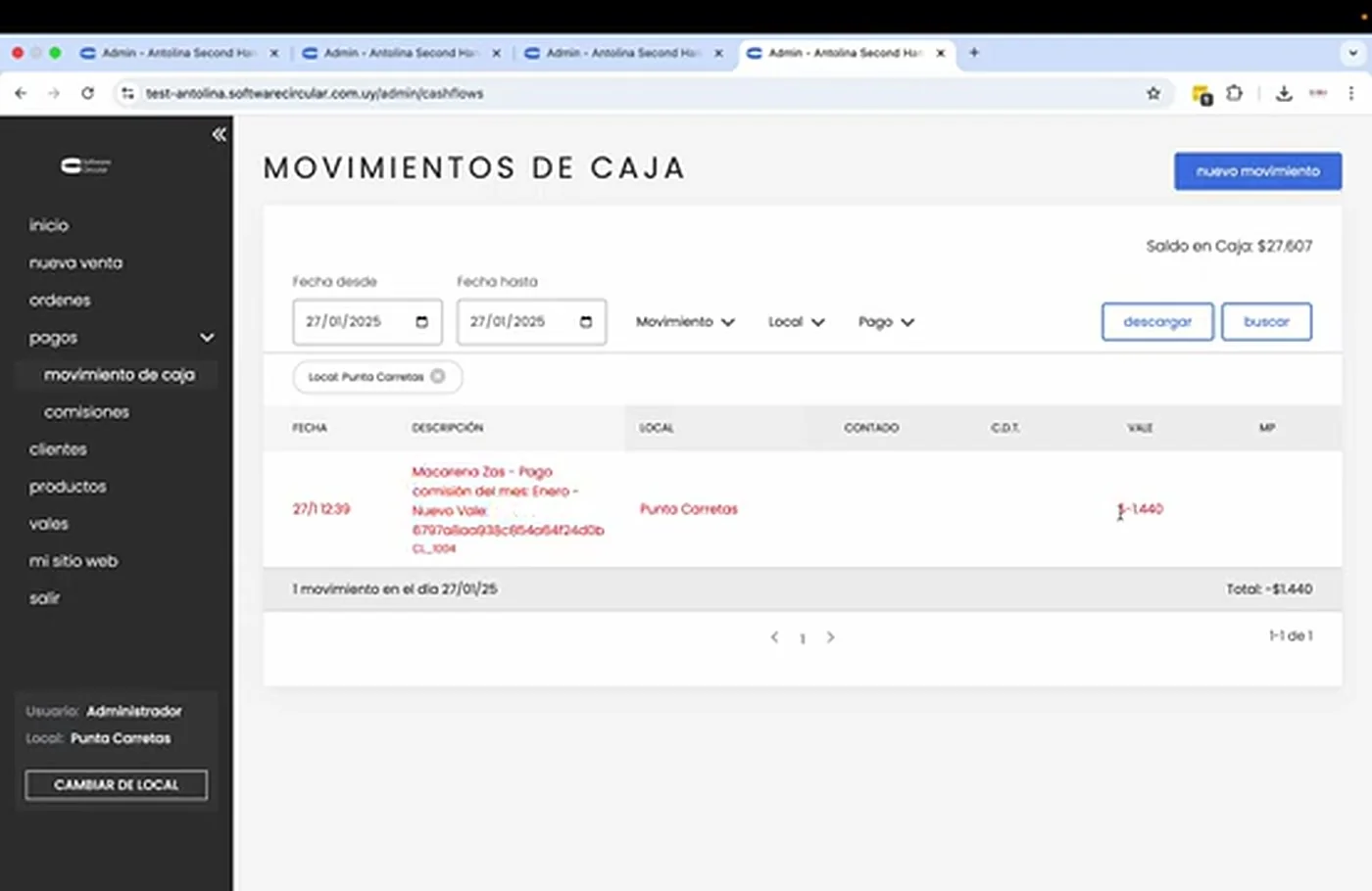 Egreso por el pago de una comisión
